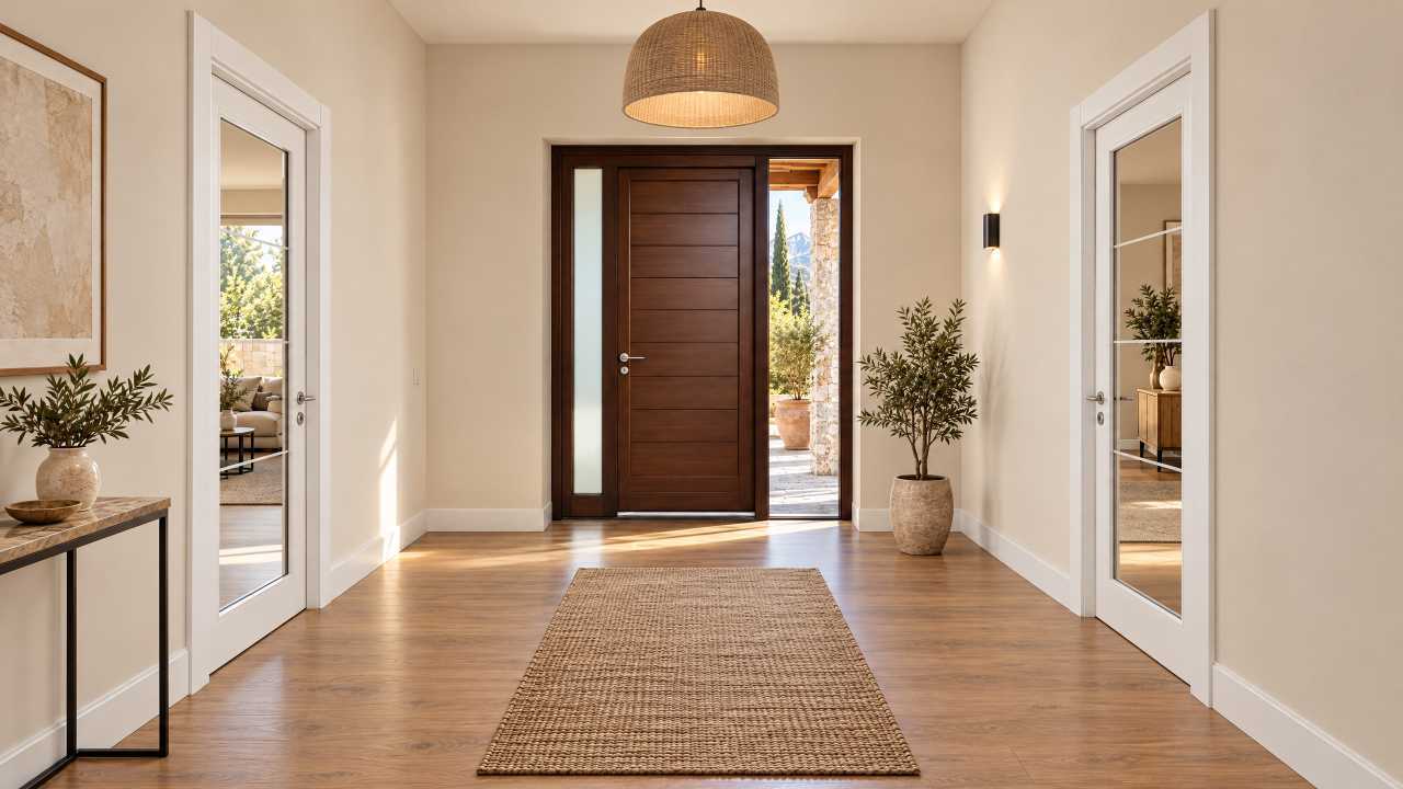 Ambiente con due porte interne e una porta esterna